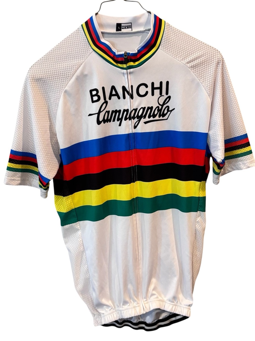 Bianchi Campagnola Men’s Stripe Retro Short sleeves Cycling Jersey,Large, Biking